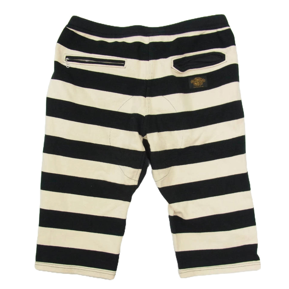 WESTRIDE ウエストライド BORDER SHORTS PANTS ボーダー ショート パンツ ホワイト ブラック系 34【中古】