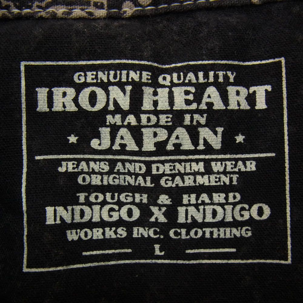 IRON HEART アイアンハート ペイズリー ウエスタン シャツ ブラック系 L【中古】