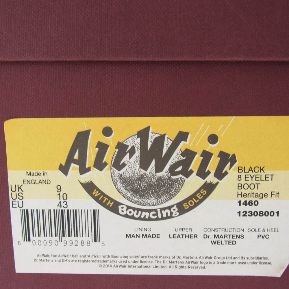 Dr.Martens ドクターマーチン イングランド製 8ホール ブーツ ブラック系 9【美品】【中古】
