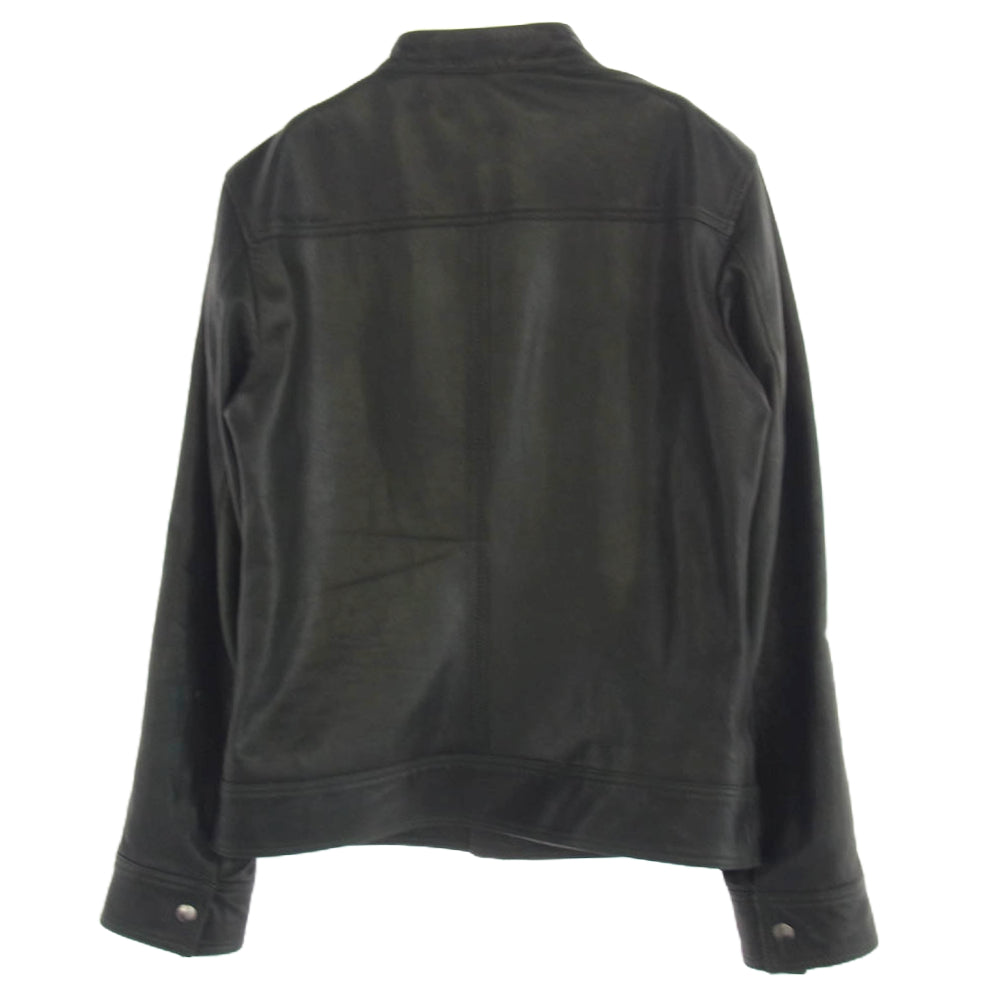 DOLCE&GABBANA ドルチェアンドガッバーナ G9U28L ロゴプレート付 ラムレザー ジップアップ ブルゾン ジャケット ブラック系 48【中古】