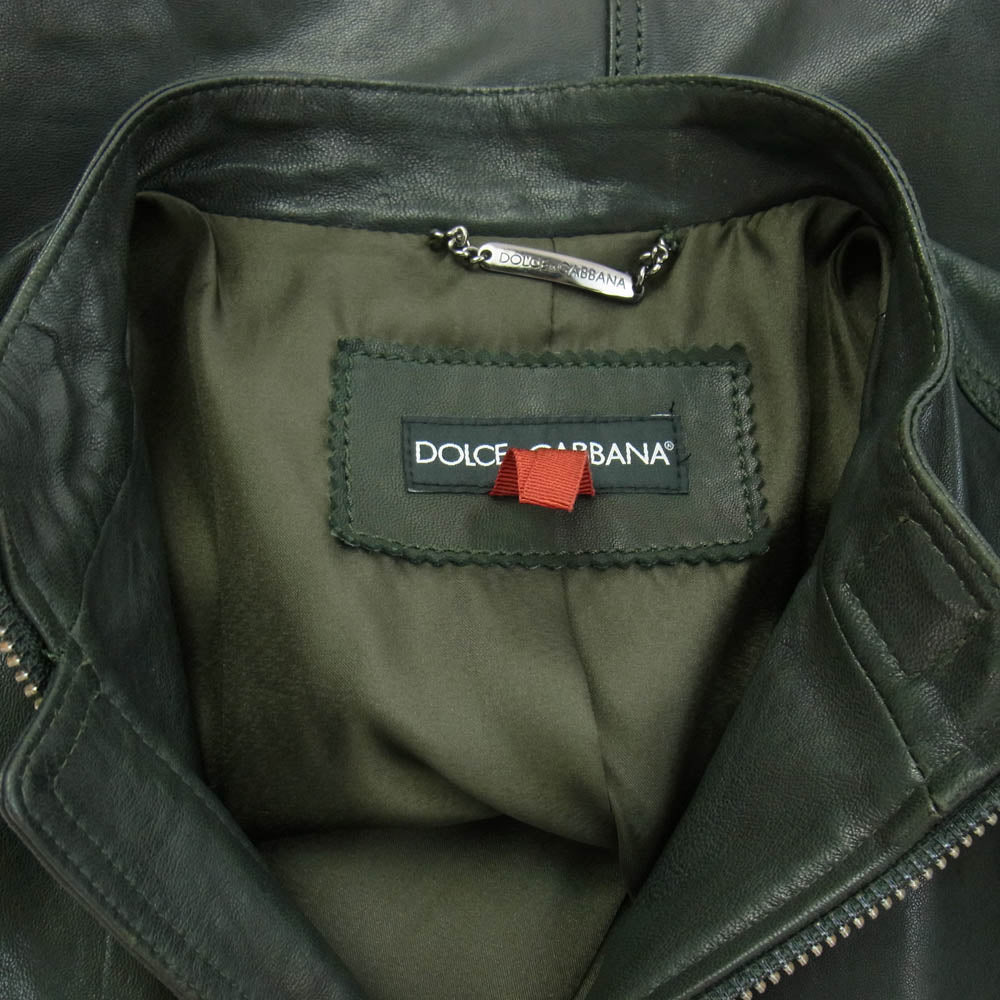 DOLCE&GABBANA ドルチェアンドガッバーナ G9U28L ロゴプレート付 ラムレザー ジップアップ ブルゾン ジャケット ブラック系 48【中古】 DOLCE&GABBANA ドルチェアンドガッバーナ G9U28L ロゴプレート付