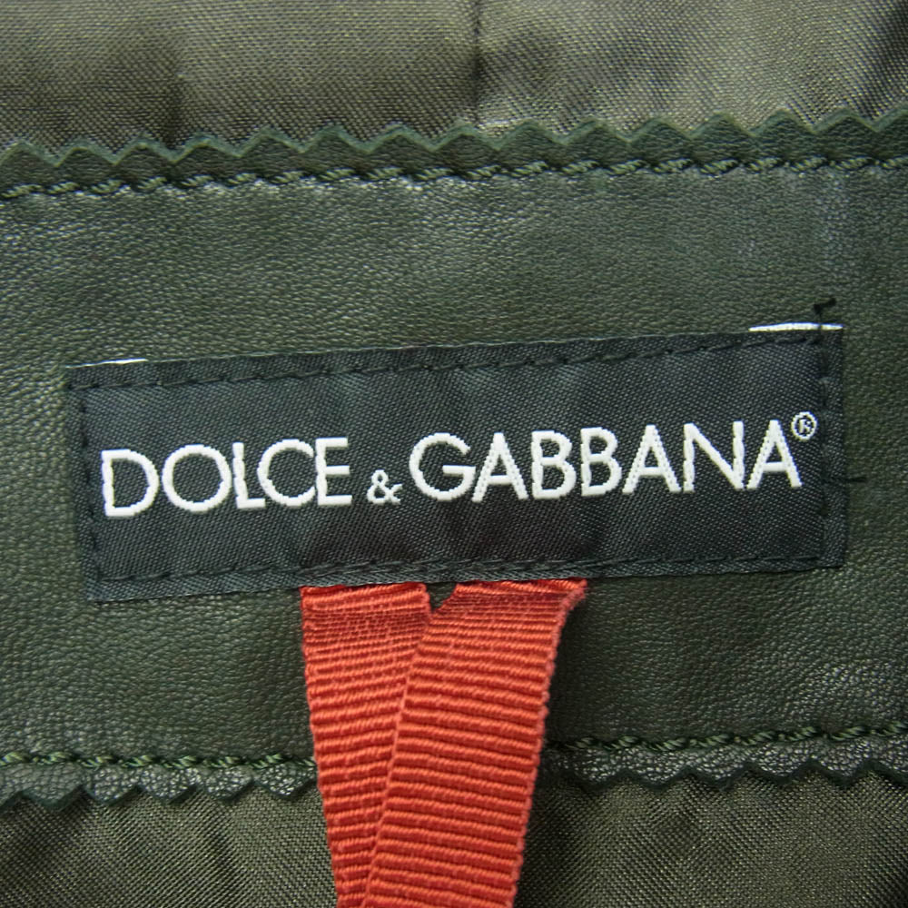 DOLCE&GABBANA ドルチェアンドガッバーナ G9U28L ロゴプレート付 ラムレザー ジップアップ ブルゾン ジャケット ブラック系 48【中古】