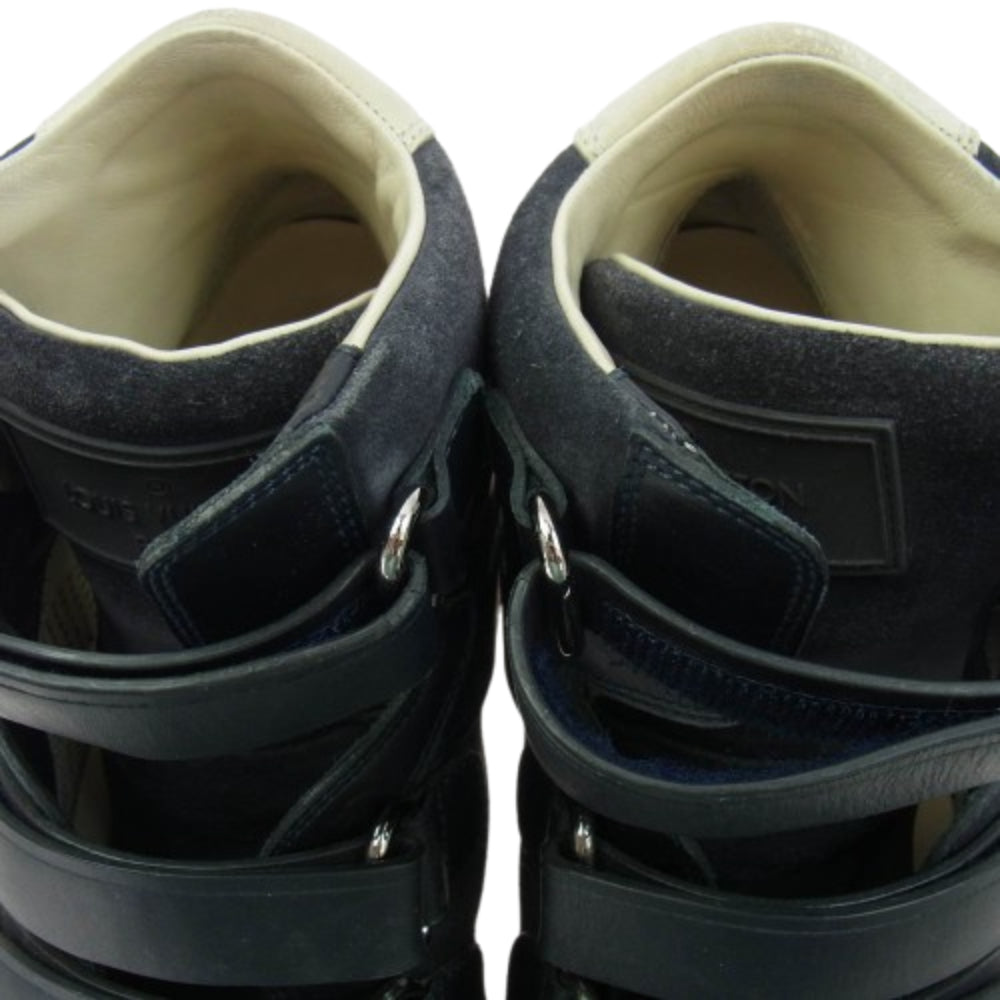 LOUIS VUITTON ルイ・ヴィトン ベルクロ スエード ハイカット スニーカー ネイビー系 8【中古】