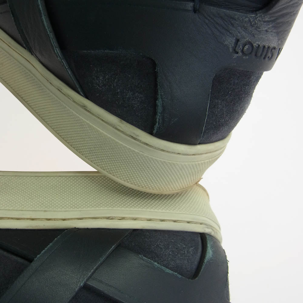 LOUIS VUITTON ルイ・ヴィトン ベルクロ スエード ハイカット スニーカー ネイビー系 8【中古】