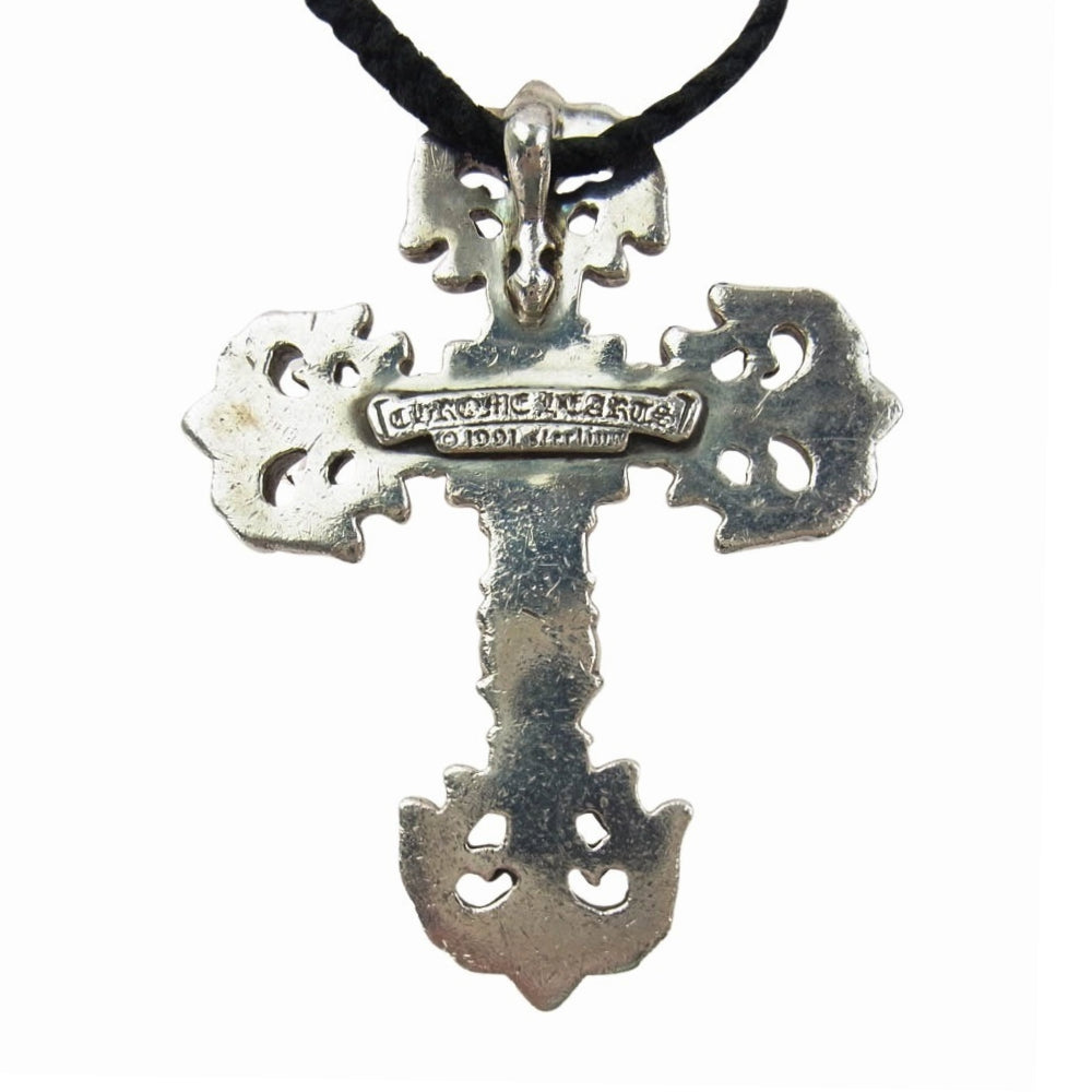 CHROME HEARTS クロムハーツ（原本無） FILIG CROSS-SM LB フィリグリークロス スモール wレザーブレイド ネックレス シルバー系【中古】