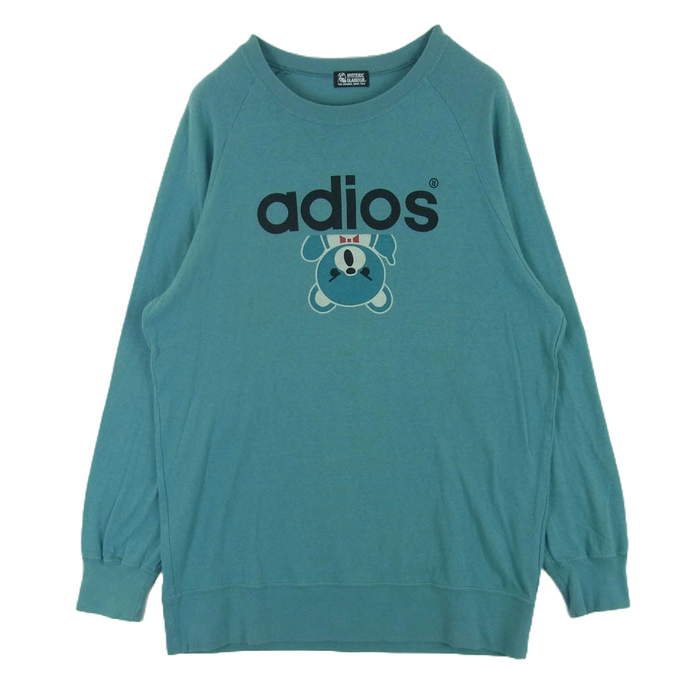 HYSTERIC GLAMOUR ヒステリックグラマー 01181CL02 ヒスベア adios プリント 長袖 Tシャツ 日本製 ライトブルー系 FREE【中古】