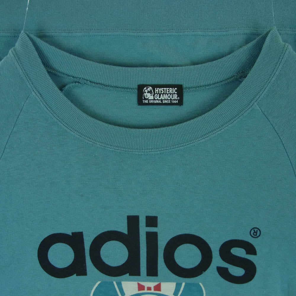 HYSTERIC GLAMOUR ヒステリックグラマー 01181CL02 ヒスベア adios プリント 長袖 Tシャツ 日本製 ライトブルー系 FREE【中古】