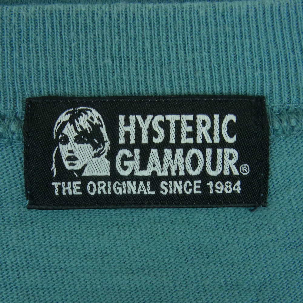 HYSTERIC GLAMOUR ヒステリックグラマー 01181CL02 ヒスベア adios プリント 長袖 Tシャツ 日本製 ライトブルー系 FREE【中古】