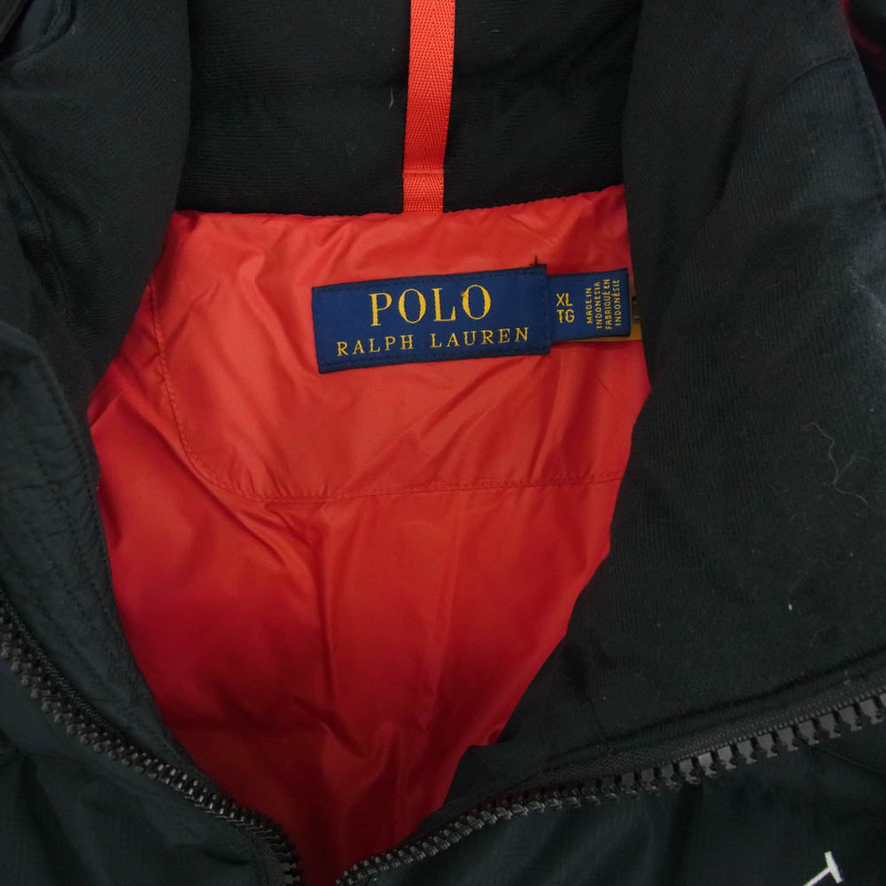 POLO RALPH LAUREN ポロ・ラルフローレン ビッグポニー刺繍 ダウンジャケット ブラック系 レッド系【中古】