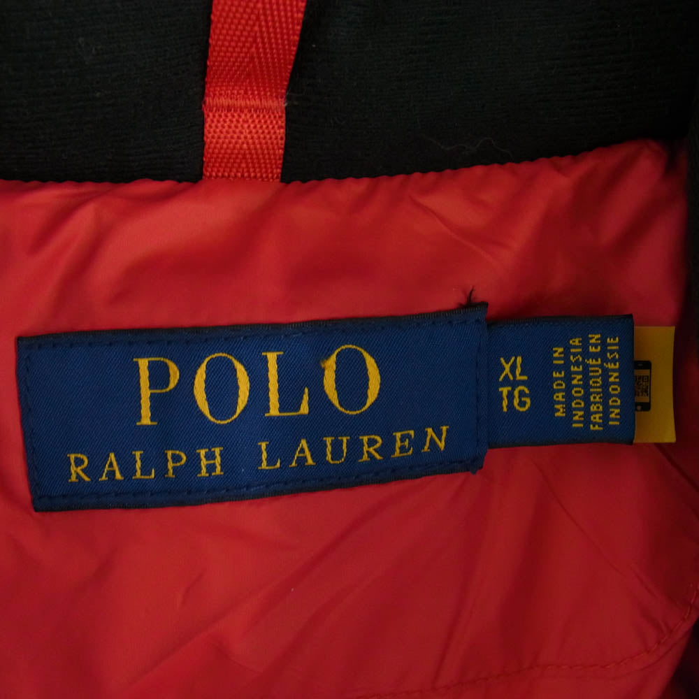 POLO RALPH LAUREN ポロ・ラルフローレン ビッグポニー刺繍 ダウンジャケット ブラック系 レッド系【中古】