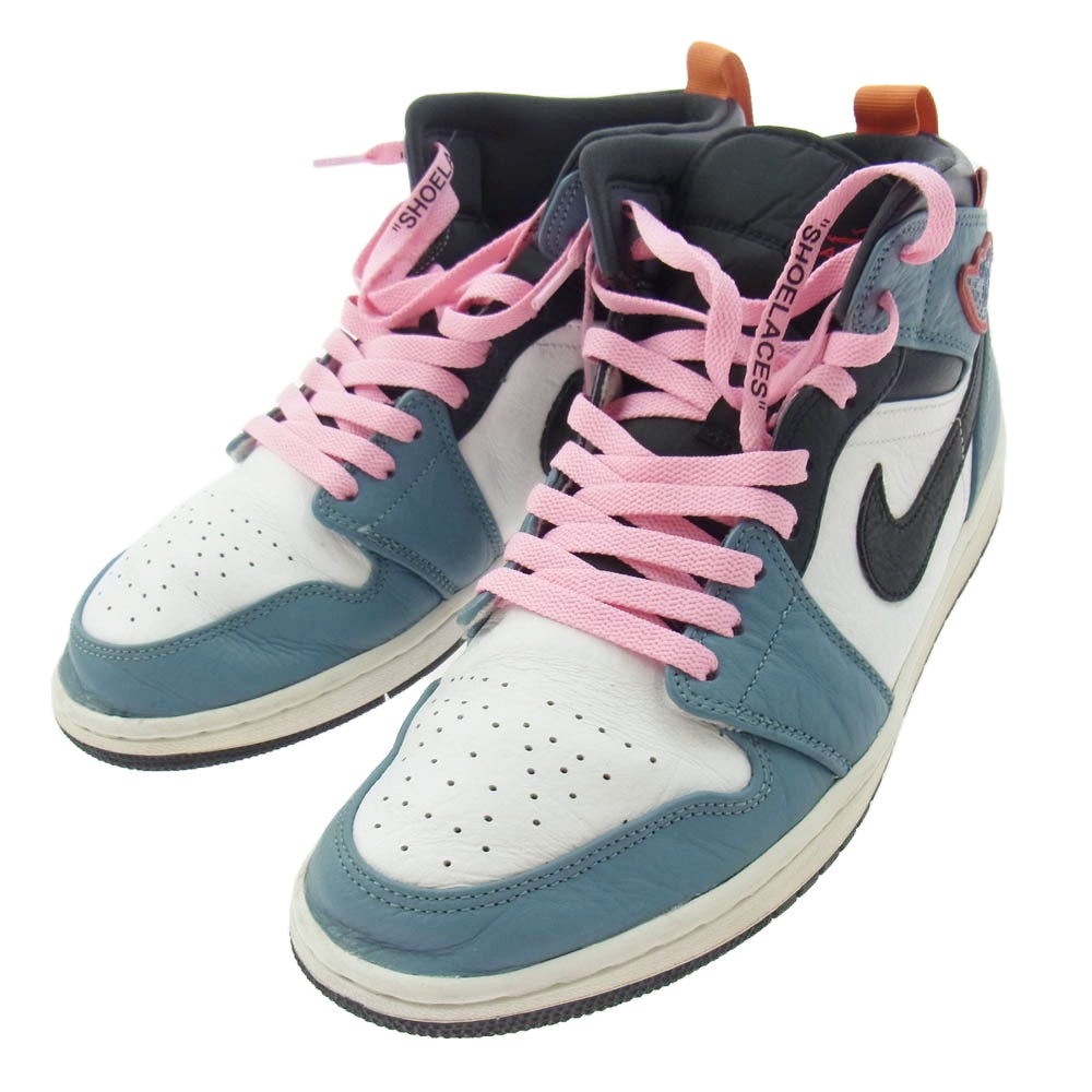 NIKE ナイキ CU2802-100 × FACETASM ファセッタズム Air Jordan 1 Mid エアージョーダン1 ミッドカットスニーカー ライトブルー系 ホワイト系 28cm【中古】