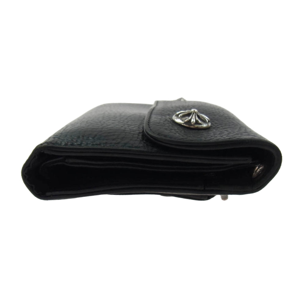 CHROME HEARTS クロムハーツ（原本有） WAVE CROSS BALL ウェーブ ウォレット クロスボタン 長財布 ブラック系【中古】