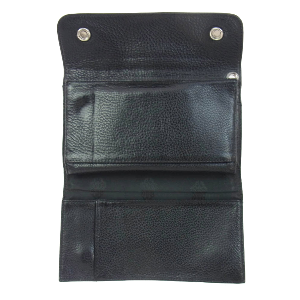 CHROME HEARTS クロムハーツ（原本有） WAVE CROSS BALL ウェーブ ウォレット クロスボタン 長財布 ブラック系【中古】