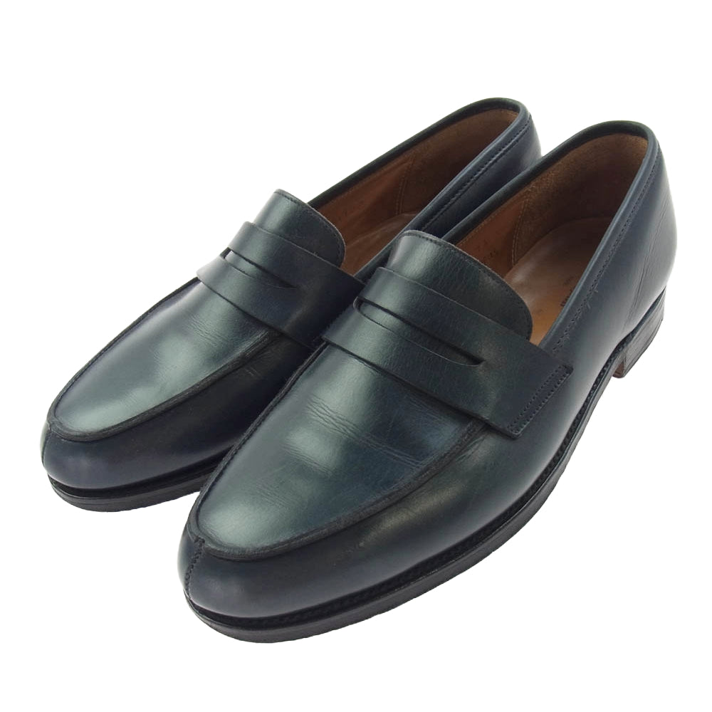 John Lobb ジョンロブ 9050 Sスタンプ CAMPUS キャンパス コイン レザー ローファー グリーン系 7E【中古】