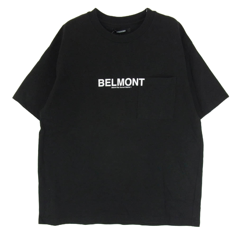 MINEDENIM マインデニム BELMONT Souvenir T-SH プリント ポケット Tシャツ ブラック系 XL【中古】