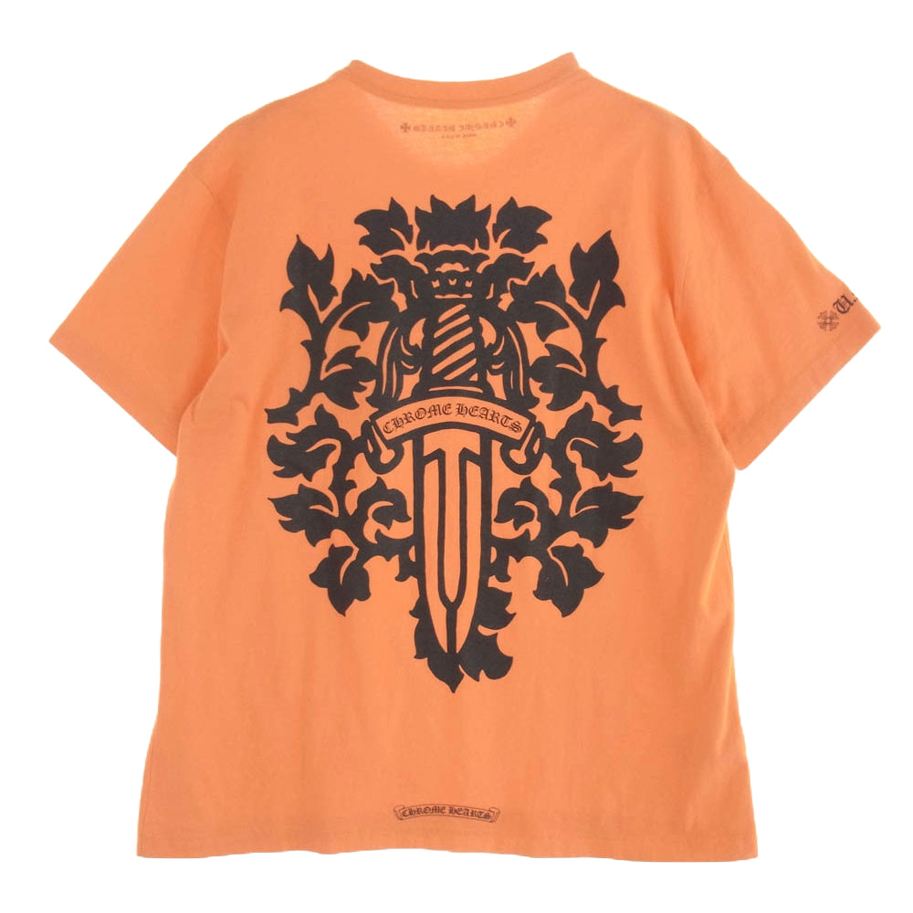 CHROME HEARTS クロムハーツ（原本無） VINE DGR T-SHIRT バックダガー プリント ポケット Tシャツ オレンジ系 XL【中古】