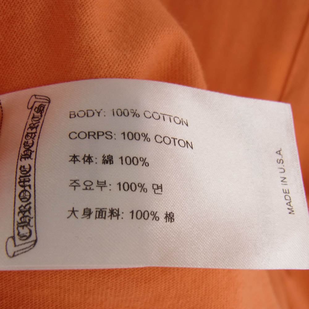 CHROME HEARTS クロムハーツ（原本無） VINE DGR T-SHIRT バックダガー プリント ポケット Tシャツ オレンジ系 XL【中古】