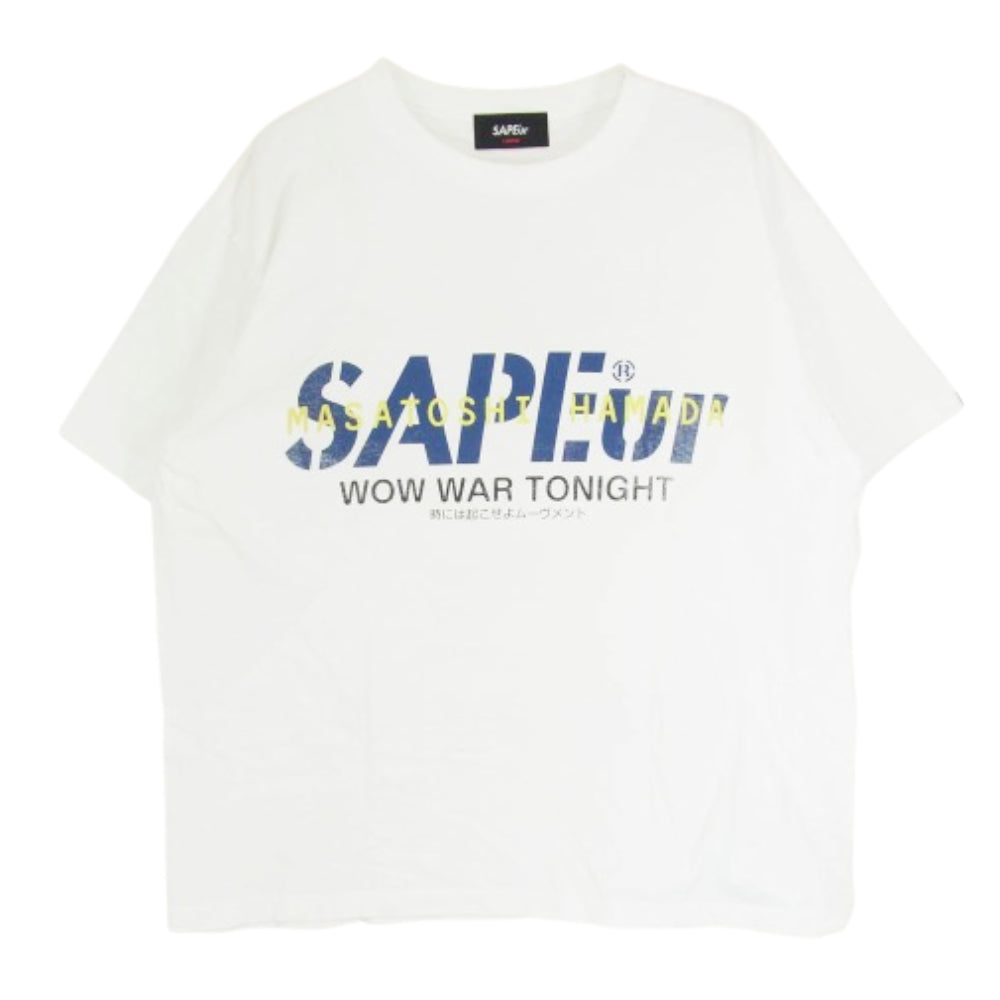 SAPEUR サプール × MASATOSHI HAMADA 浜田雅功 W.W.T プリント Tシャツ 半袖カットソー ホワイト系 L【中古】