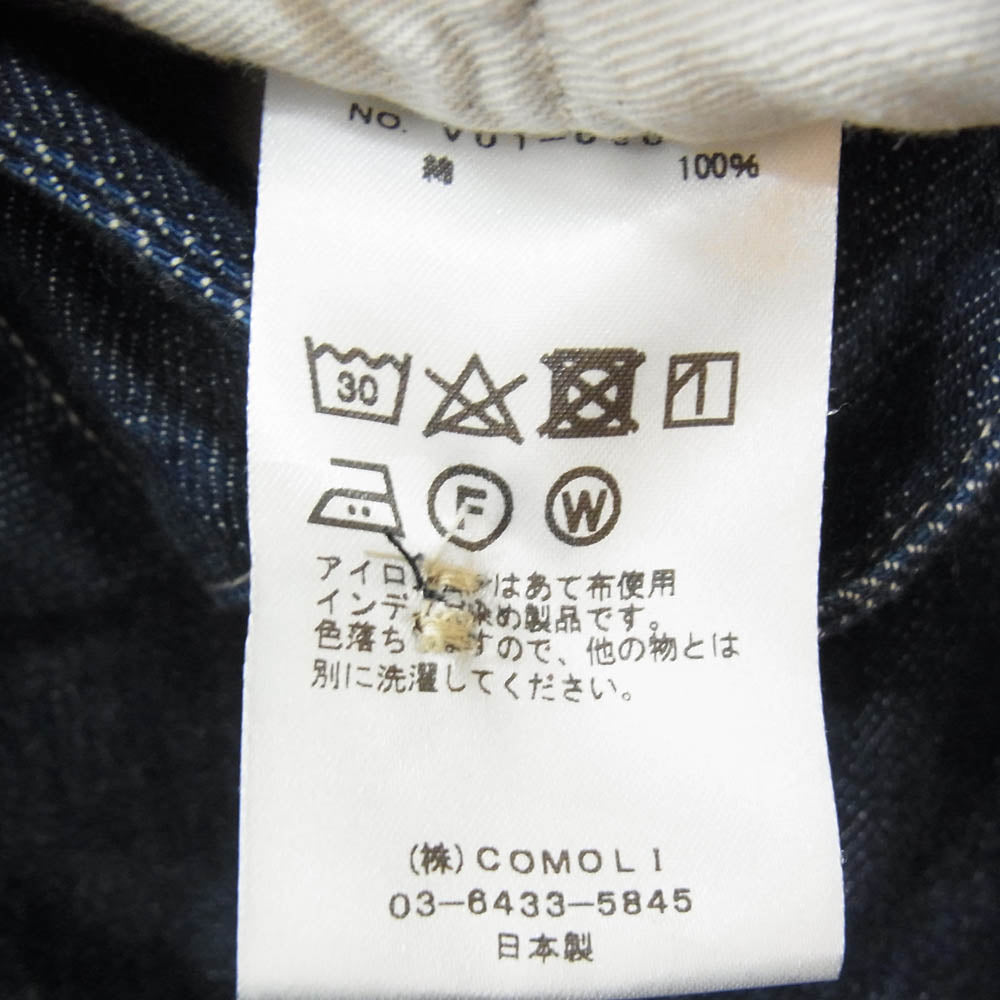 COMOLI コモリ 22SS V01-03001 ベルテッド デニムパンツ インディゴブルー系 3【中古】