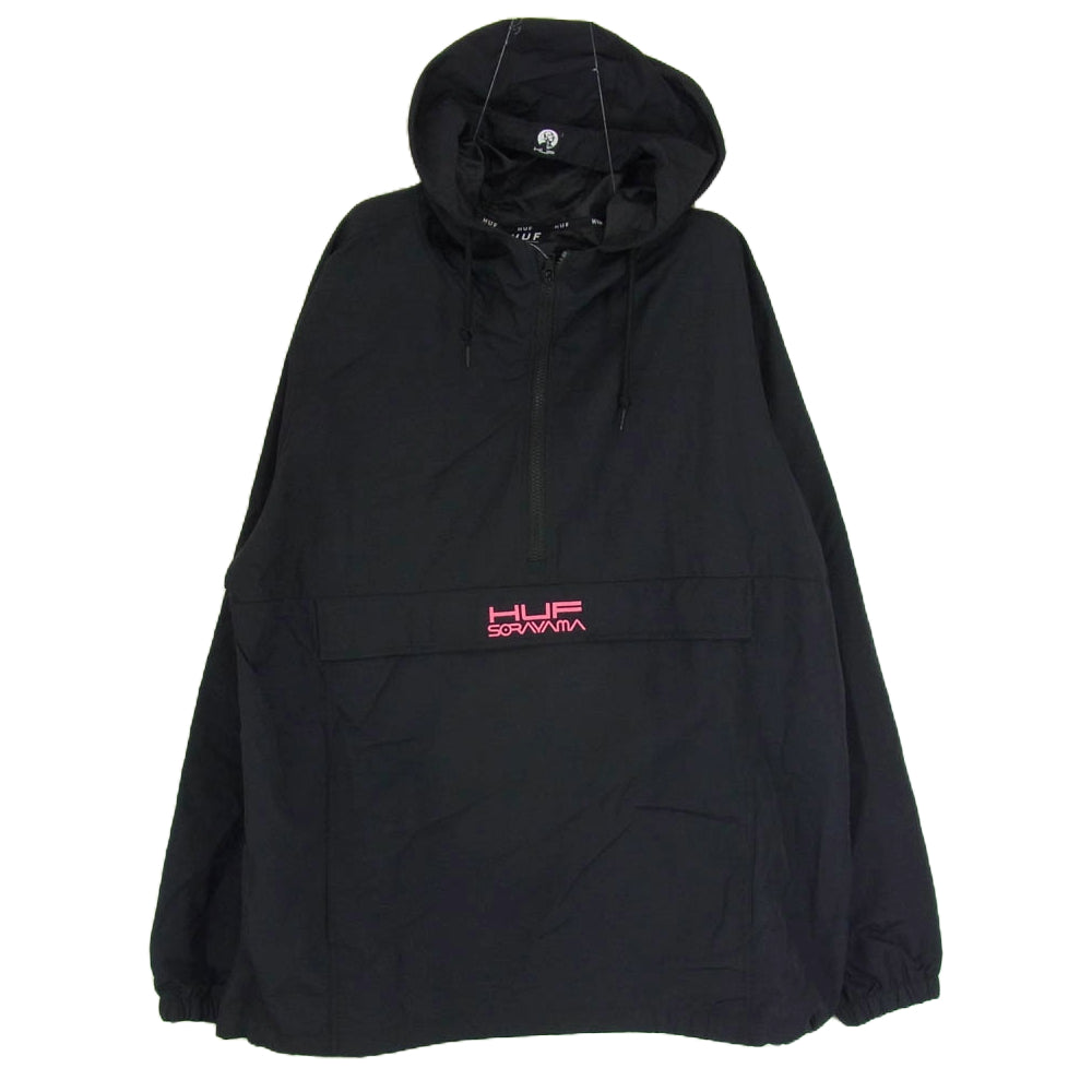 HUF ハフ × SORAYAMA 空山基 ANORAK JACKET バックプリント ナイロン アノラックジャケット ブラック系 L【中古】