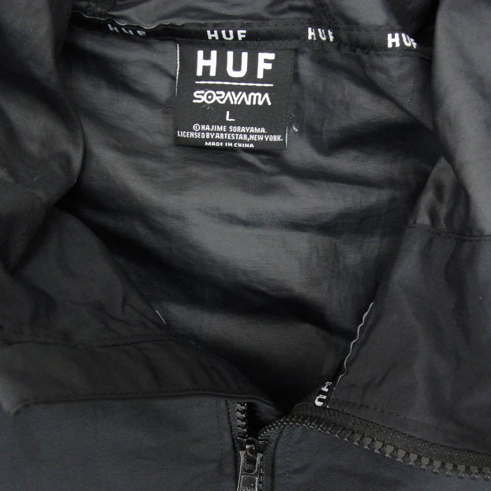 HUF ハフ × SORAYAMA 空山基 ANORAK JACKET バックプリント ナイロン アノラックジャケット ブラック系 L【中古】