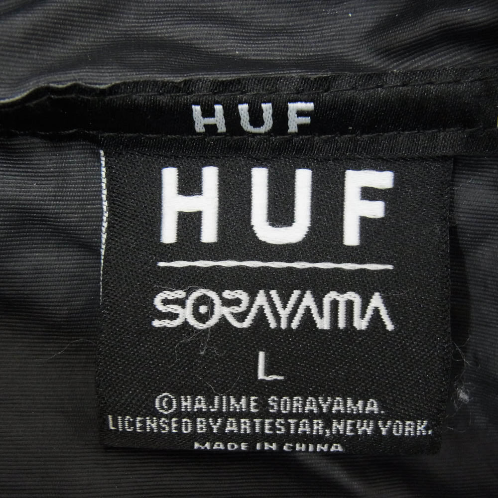 HUF ハフ × SORAYAMA 空山基 ANORAK JACKET バックプリント ナイロン アノラックジャケット ブラック系 L【中古】