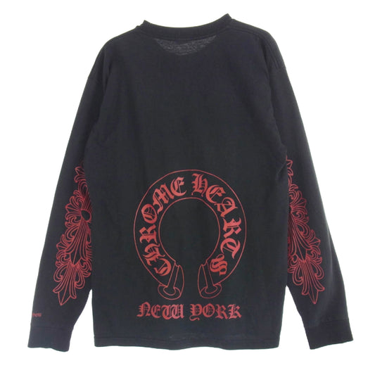 CHROME HEARTS クロムハーツ（原本無） OLD NEW YORK Horseshoe L/S Tee  オールド ニューヨーク限定 ホースシュー ロングスリーブ カットソー 長袖 ブラック系 L【中古】