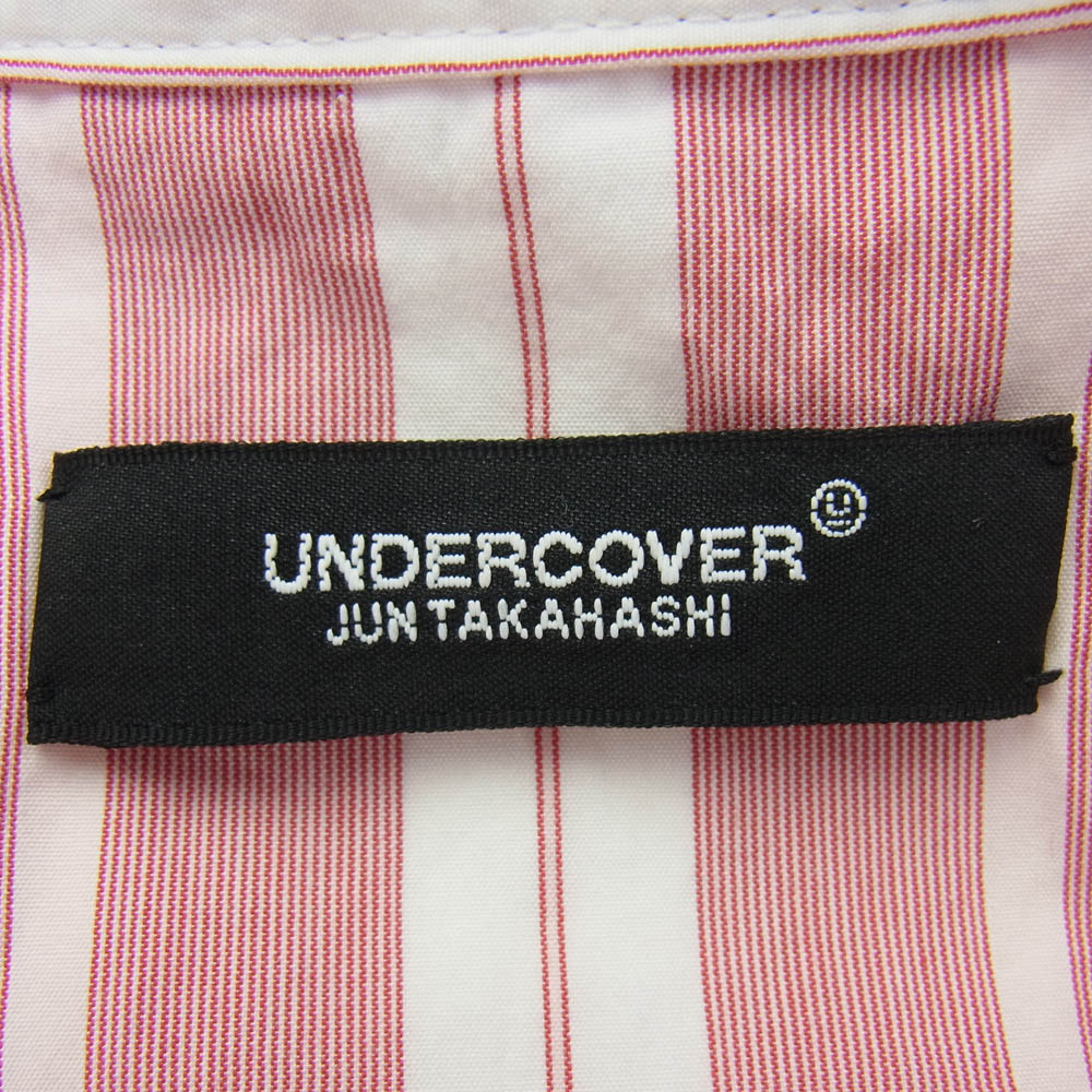 UNDERCOVER アンダーカバー 24AW UC2D4403 Twin Peaks ジャガード パッチ ストライプ ハーフジップ 長袖 シャツ レッド系 3【美品】【中古】