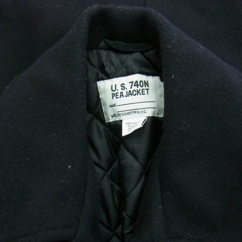 schott ショット USA製 740 US PEA COAT P コート ピーコート ブラック系 50【中古】