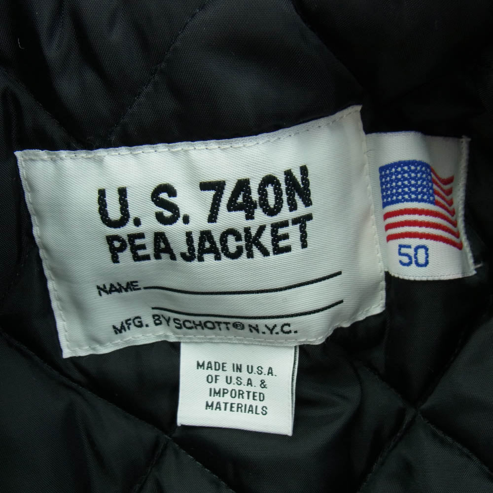 schott ショット USA製 740 US PEA COAT P コート ピーコート ブラック系 50【中古】