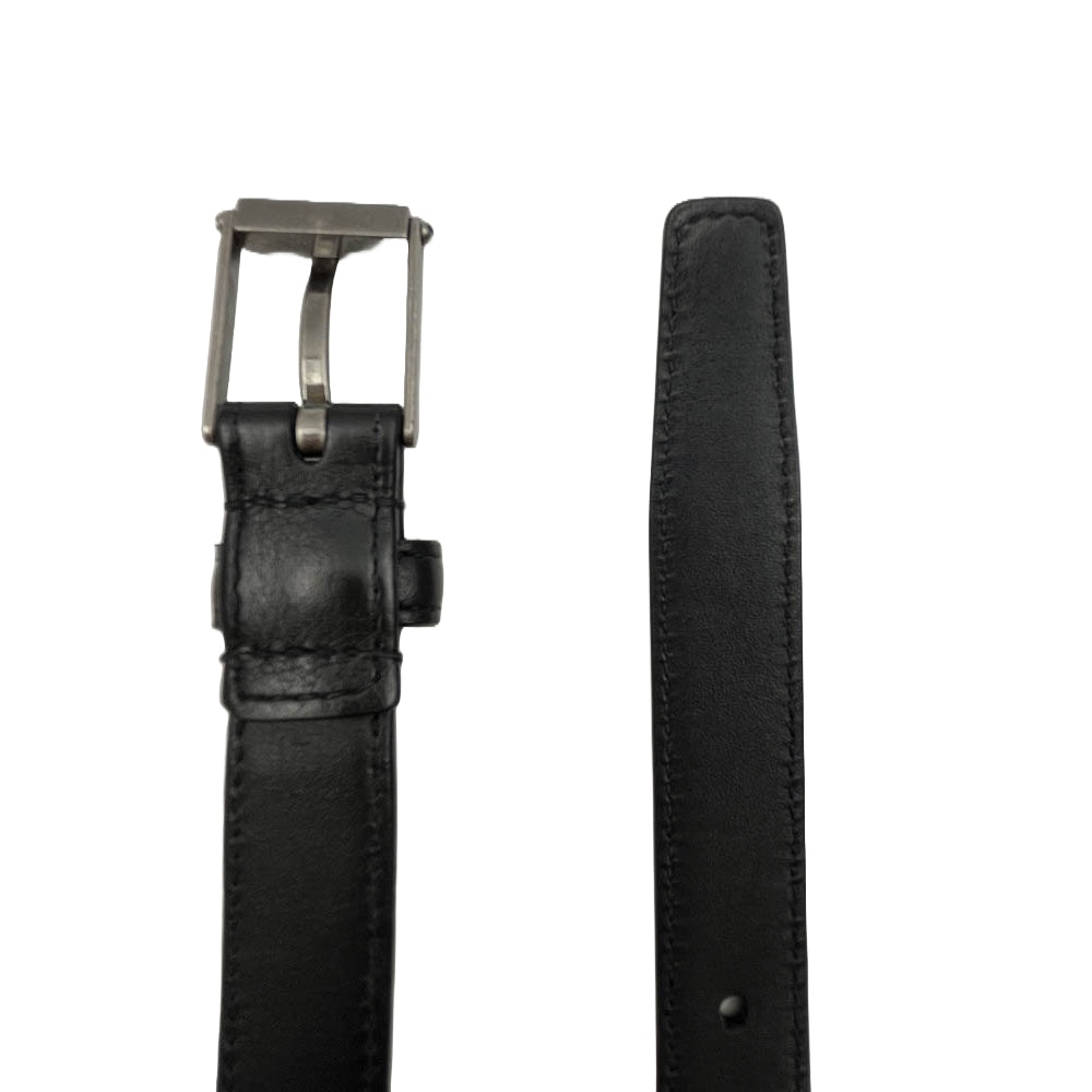 SAINT LAURENT サンローラン GRZ4793988 ロゴ バックル レザー ベルト ブラック系【中古】