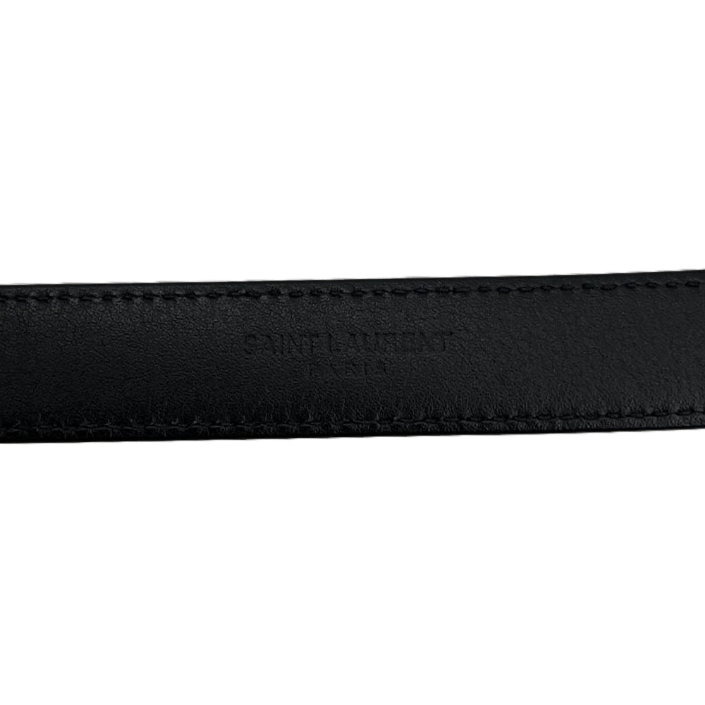 SAINT LAURENT サンローラン GRZ4793988 ロゴ バックル レザー ベルト ブラック系【中古】