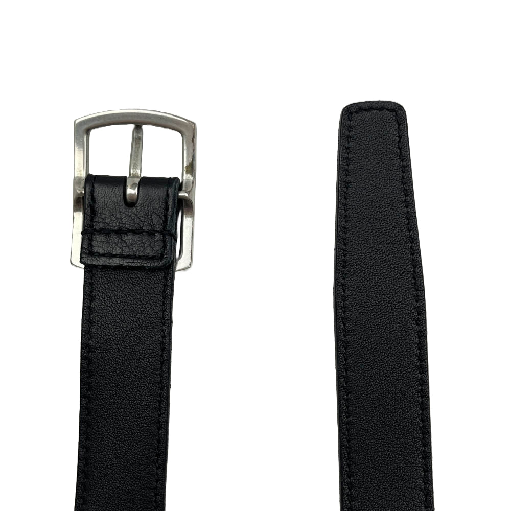 SAINT LAURENT サンローラン GRZ593303 ロゴ バックル レザー ナロー ベルト ブラック系【中古】