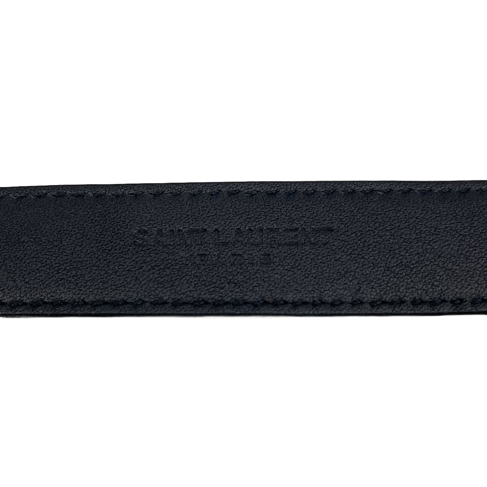 SAINT LAURENT サンローラン GRZ593303 ロゴ バックル レザー ナロー ベルト ブラック系【中古】