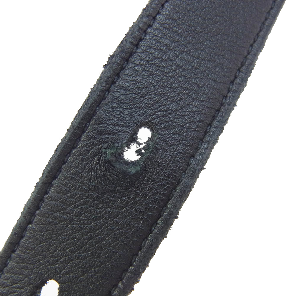 SAINT LAURENT サンローラン GRZ593303 ロゴ バックル レザー ナロー ベルト ブラック系【中古】