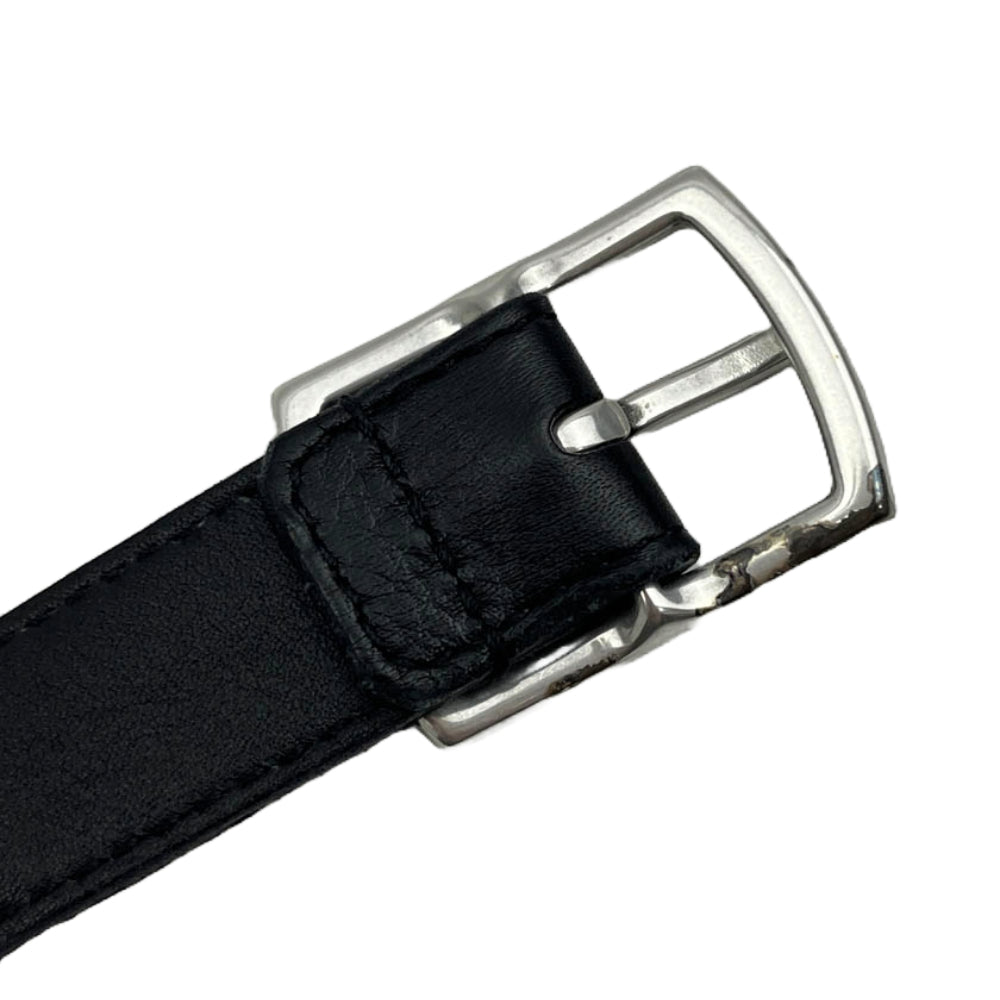 SAINT LAURENT サンローラン GRZ593303 ロゴ バックル レザー ナロー ベルト ブラック系【中古】