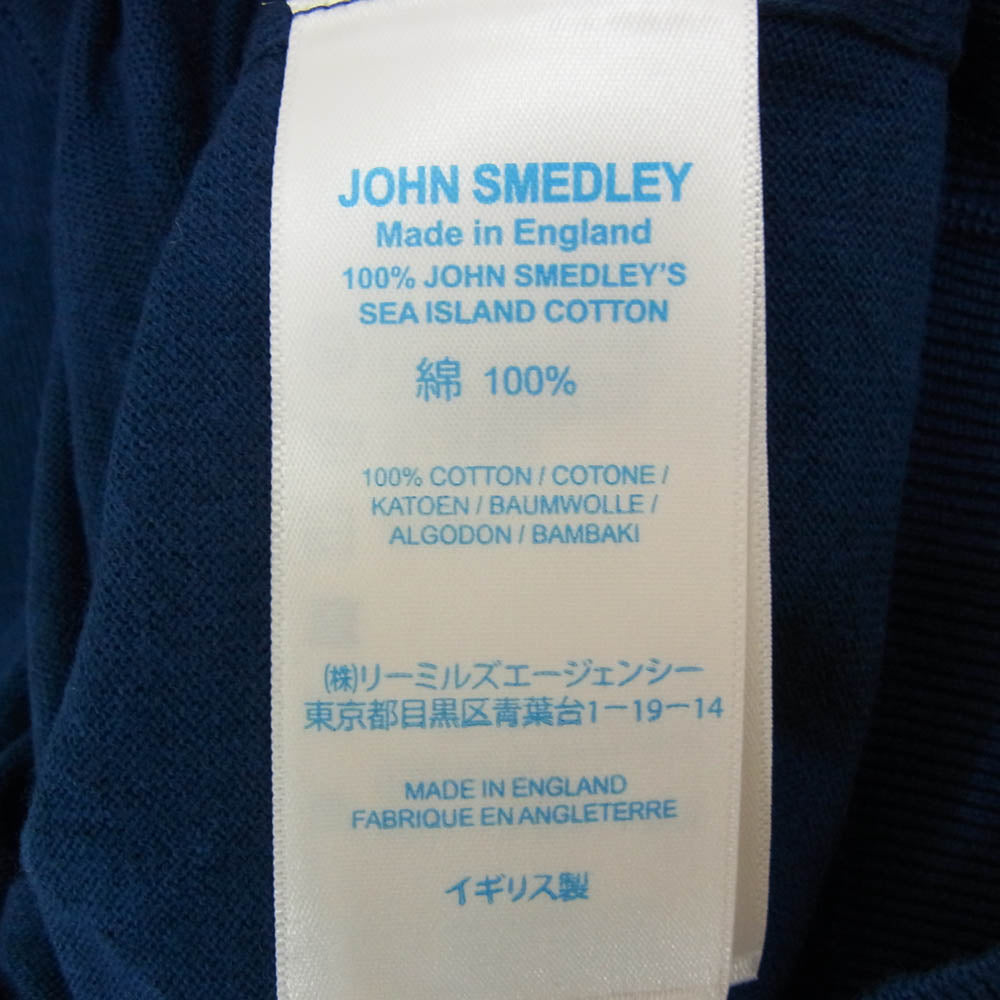 JOHN SMEDLEY ジョンスメドレー 英国製 Vネック ニットトップ 半袖 ブルー インディゴブルー系 S【新古品】【未使用】【中古】