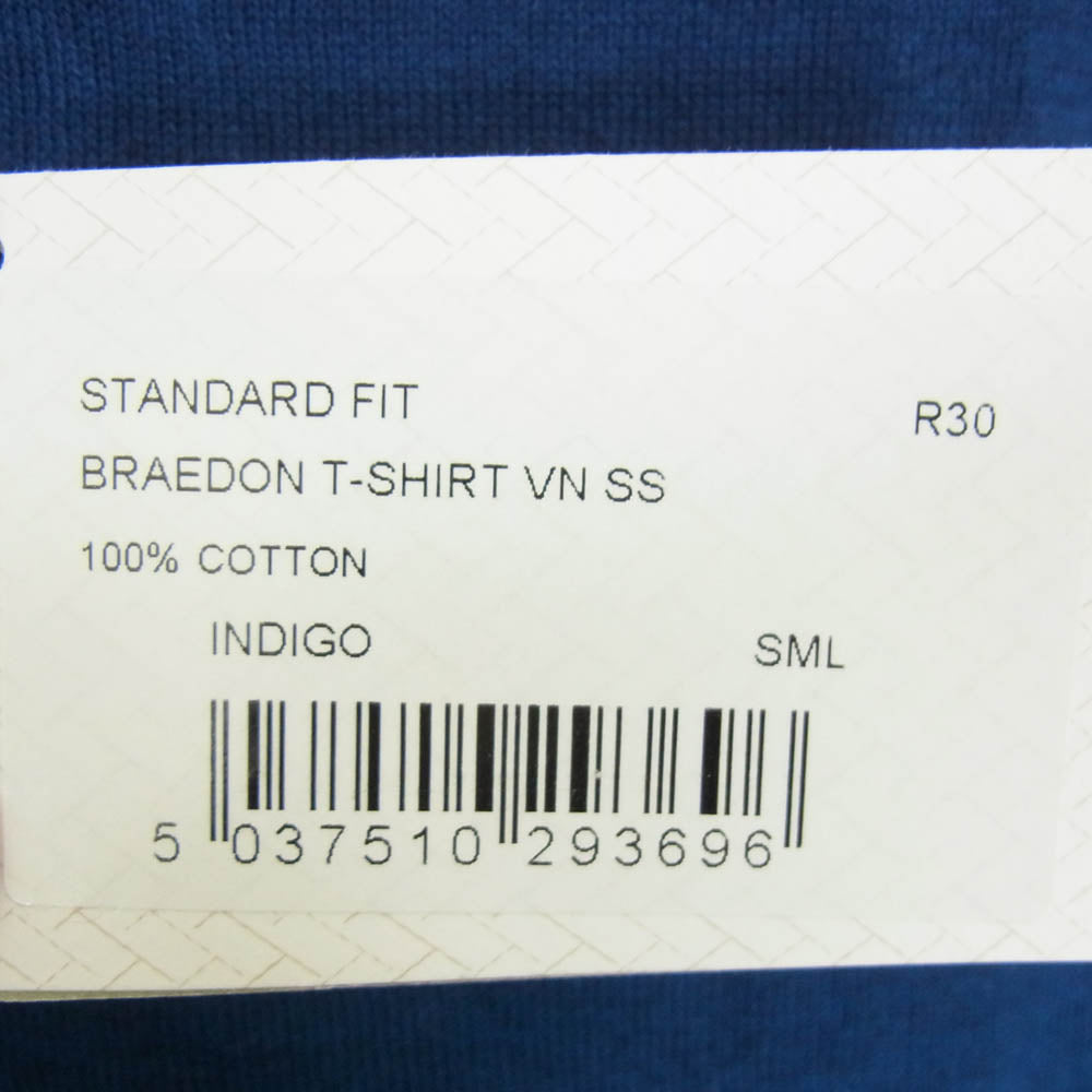 JOHN SMEDLEY ジョンスメドレー 英国製 Vネック ニットトップ 半袖 ブルー インディゴブルー系 S【新古品】【未使用】【中古】