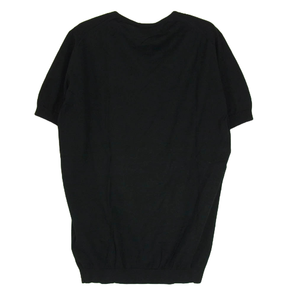 JOHN SMEDLEY ジョンスメドレー 英国製 Vネック ニットトップ 半袖 ブラック ブラック系 S【新古品】【未使用】【中古】