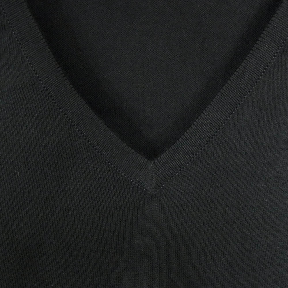 JOHN SMEDLEY ジョンスメドレー 英国製 Vネック ニットトップ 半袖 ブラック ブラック系 S【新古品】【未使用】【中古】