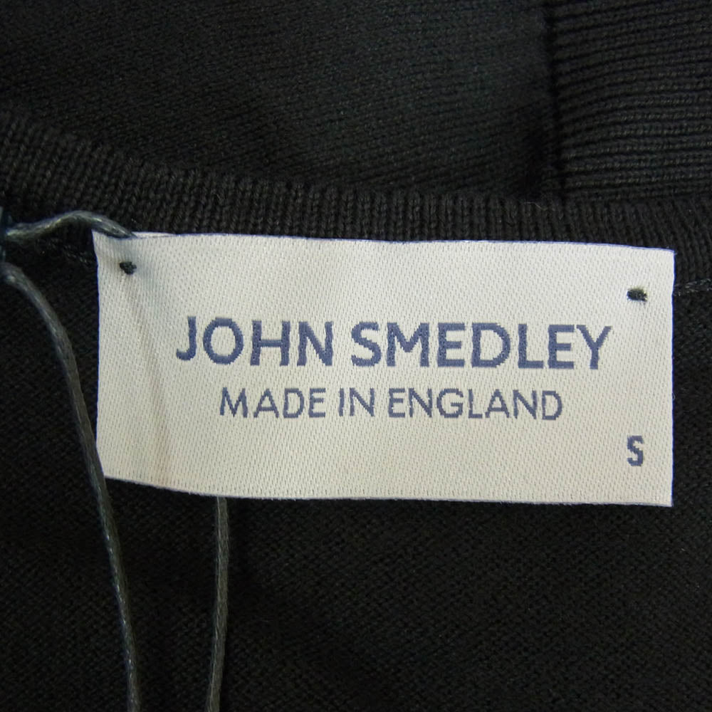 JOHN SMEDLEY ジョンスメドレー 英国製 Vネック ニットトップ 半袖 ブラック ブラック系 S【新古品】【未使用】【中古】
