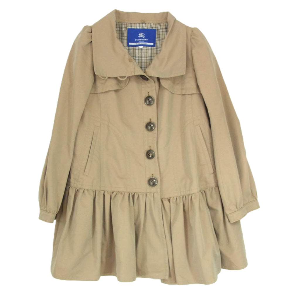 BURBERRY BLUE LABEL バーバリーブルーレーベル E1A21-220-40 着脱可 ラクーンファー 裏地 ノバチェック ギャザー コート ブラウン系 36【中古】