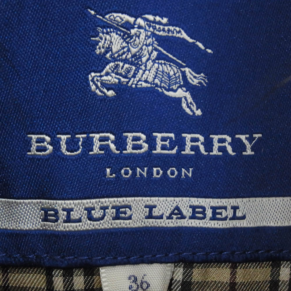 BURBERRY BLUE LABEL バーバリーブルーレーベル E1A21-220-40 着脱可 ラクーンファー 裏地 ノバチェック ギャザー コート ブラウン系 36【中古】