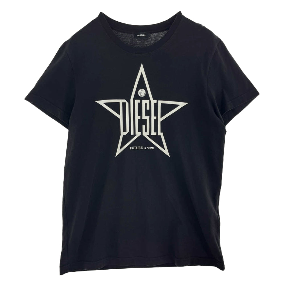 DIESEL ディーゼル T-DIEGO-YH DIEGO YH T SHIRT 00SNRE フロントプリント Tシャツ 半袖カットソー ブラック系 L【中古】