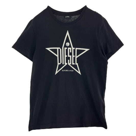 DIESEL ディーゼル T-DIEGO-YH DIEGO YH T SHIRT 00SNRE フロントプリント Tシャツ 半袖カットソー ブラック系 L【中古】