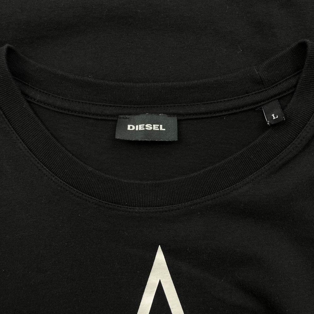 DIESEL ディーゼル T-DIEGO-YH DIEGO YH T SHIRT 00SNRE フロントプリント Tシャツ 半袖カットソー ブラック系 L【中古】