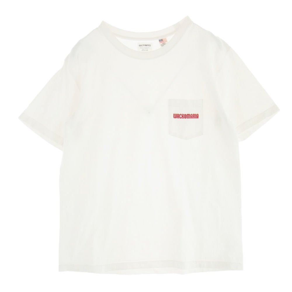 WACKO MARIA ワコマリア 24SS USA BODY CREW NECK POCKET T-SHIRT ロゴ刺繍 ポケット Tシャツ 半袖カットソー ホワイト系 M【中古】