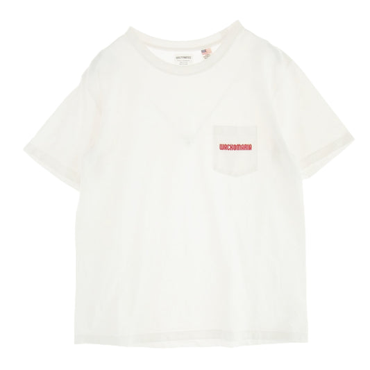 WACKO MARIA ワコマリア 24SS USA BODY CREW NECK POCKET T-SHIRT ロゴ刺繍 ポケット Tシャツ 半袖カットソー ホワイト系 M【中古】