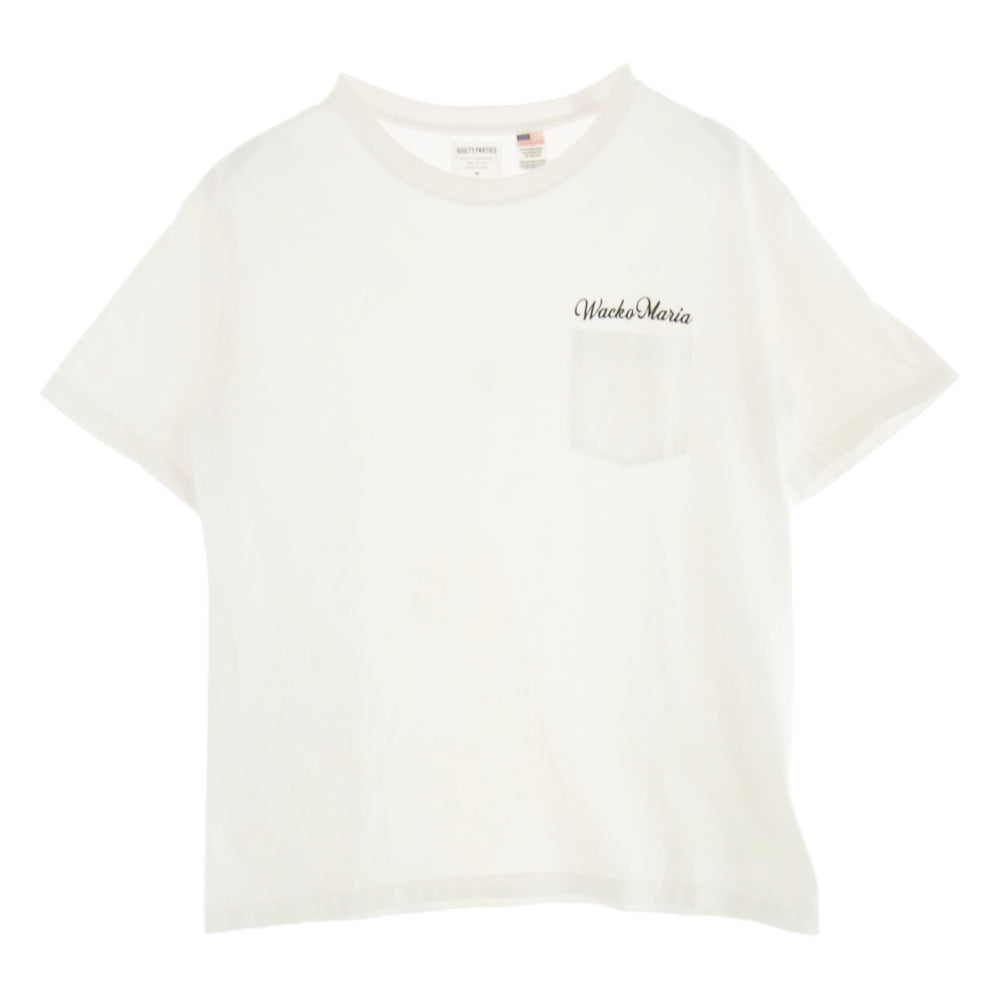 WACKO MARIA ワコマリア 24SS USA BODY CREW NECK POCKET T-SHIRT TYPE-1 ロゴ刺繍 ポケット Tシャツ 半袖カットソー ホワイト系 M【中古】