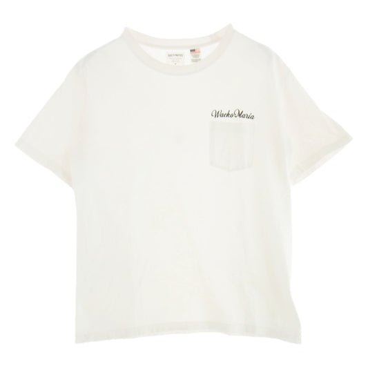 WACKO MARIA ワコマリア 24SS USA BODY CREW NECK POCKET T-SHIRT TYPE-1 ロゴ刺繍 ポケット Tシャツ 半袖カットソー ホワイト系 M【中古】